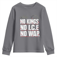 No Kings No Wars No Ice Protest Distressed Youth Sweatshirt No Crown Just Peace Anti War Freedom Supporters