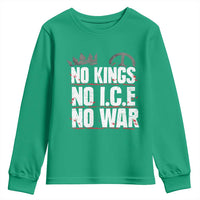 No Kings No Wars No Ice Protest Distressed Youth Sweatshirt No Crown Just Peace Anti War Freedom Supporters
