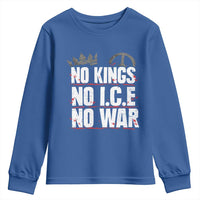 No Kings No Wars No Ice Protest Distressed Youth Sweatshirt No Crown Just Peace Anti War Freedom Supporters