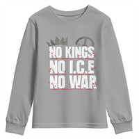 No Kings No Wars No Ice Protest Distressed Youth Sweatshirt No Crown Just Peace Anti War Freedom Supporters