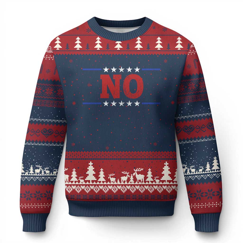 No Protest Patriotic Ugly Christmas Sweater Red White Blue Freedom Political Satire
