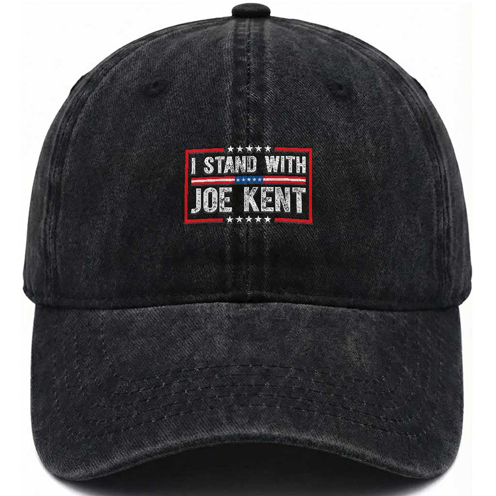 I Stand With Joe Kent Patriotic Support Washed Cotton Baseball Cap American Flag Political Statement