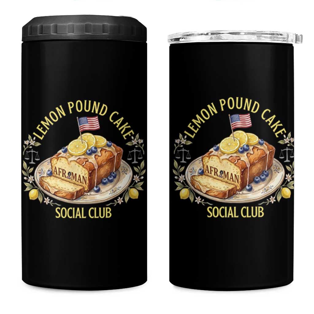 Lemon Pound Cake Social Club 4 in 1 Can Cooler Tumbler Funny Viral Meme Dessert Parody Rap Fans