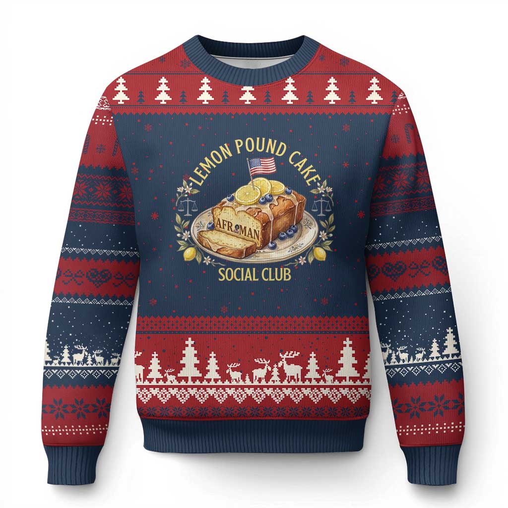 Lemon Pound Cake Social Club Ugly Christmas Sweater Funny Viral Meme Dessert Parody Rap Fans