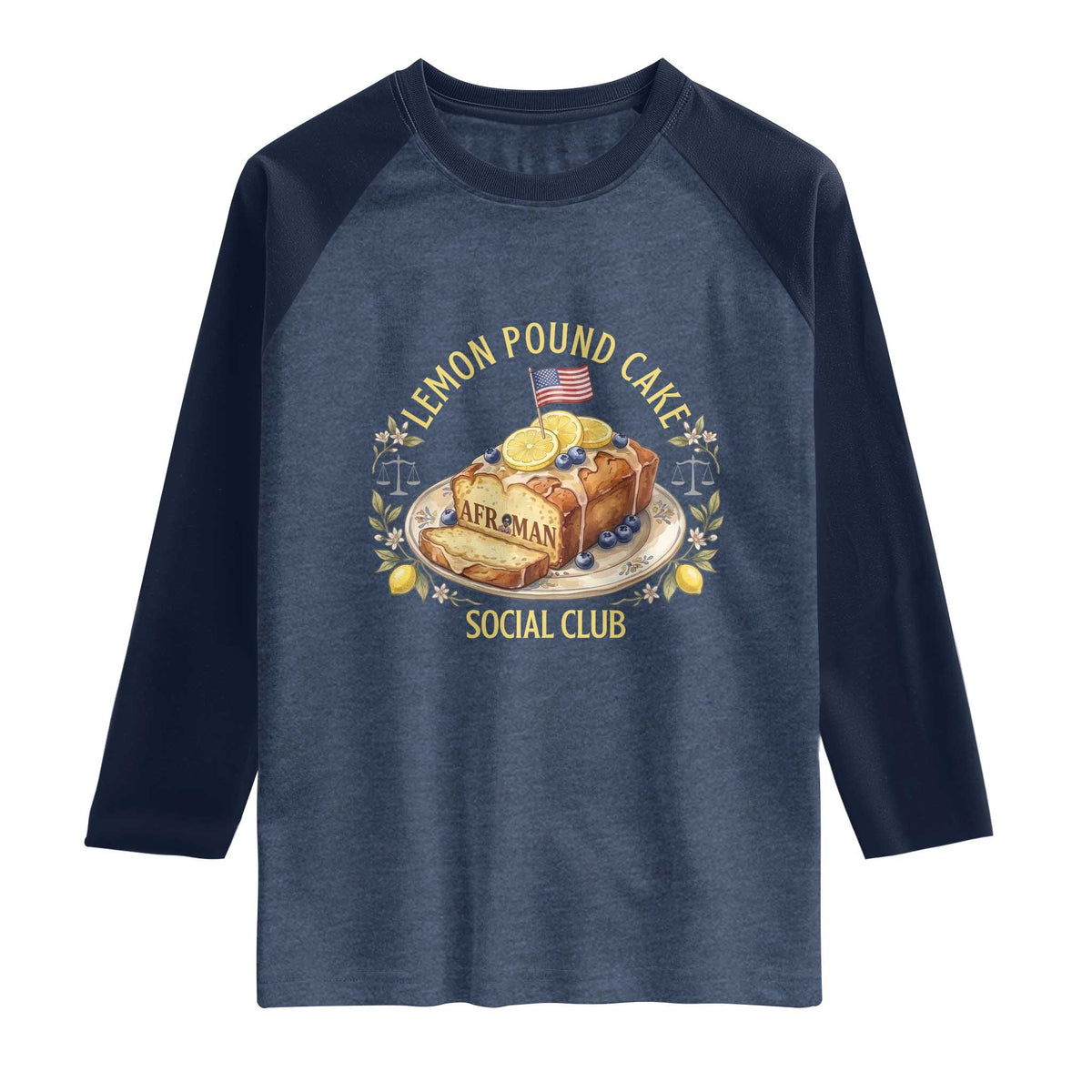 Lemon Pound Cake Social Club Raglan Shirt Funny Viral Meme Dessert Parody Rap Fans