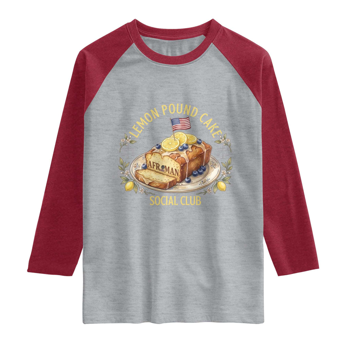 Lemon Pound Cake Social Club Raglan Shirt Funny Viral Meme Dessert Parody Rap Fans
