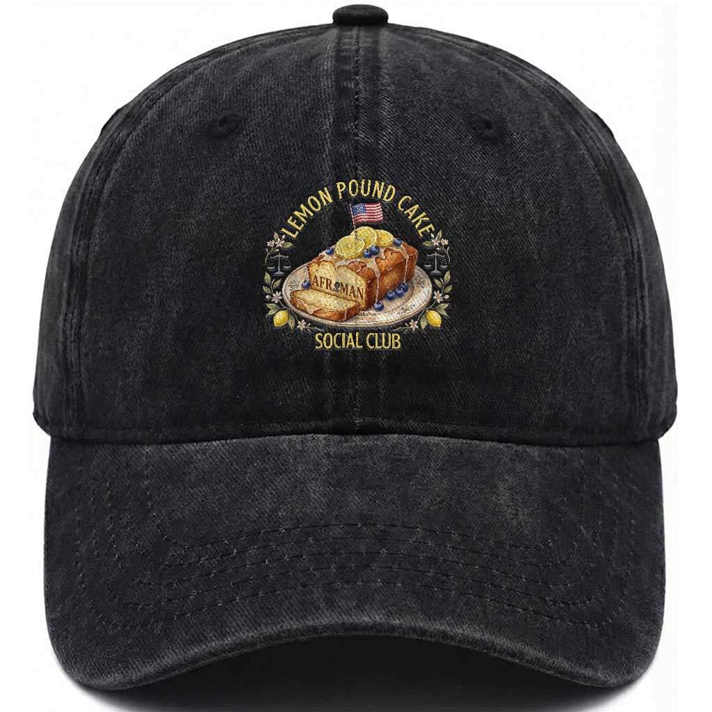 Lemon Pound Cake Social Club Washed Cotton Baseball Cap Funny Viral Meme Dessert Parody Rap Fans