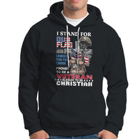 American Veteran Hoodie I Stand For Our Flag I Kneel For The Cross Blessed To Be Christian - Wonder Print Shop