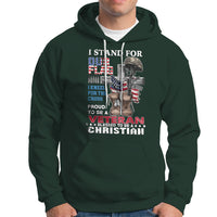 American Veteran Hoodie I Stand For Our Flag I Kneel For The Cross Blessed To Be Christian - Wonder Print Shop
