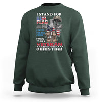 American Veteran Sweatshirt I Stand For Our Flag I Kneel For The Cross Blessed To Be Christian - Wonder Print Shop