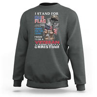 American Veteran Sweatshirt I Stand For Our Flag I Kneel For The Cross Blessed To Be Christian - Wonder Print Shop