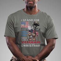 American Veteran T Shirt I Stand For Our Flag I Kneel For The Cross Blessed To Be Christian - Wonder Print Shop
