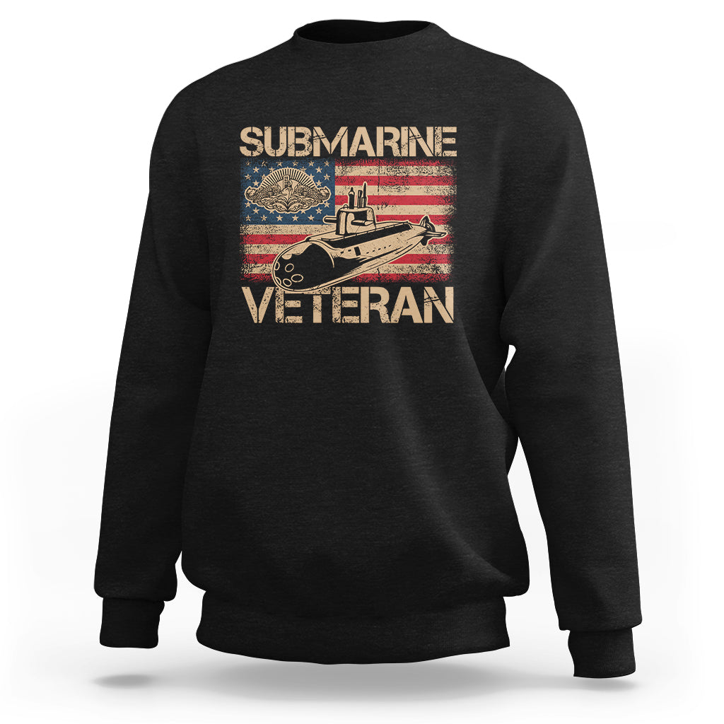Navy Veteran Sweatshirt American Flag Submarine - Wonder Print Shop