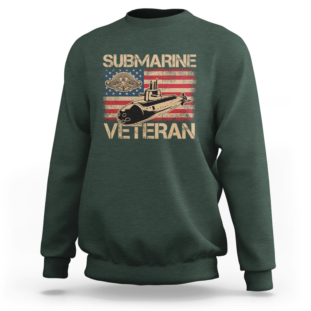 Navy Veteran Sweatshirt American Flag Submarine - Wonder Print Shop