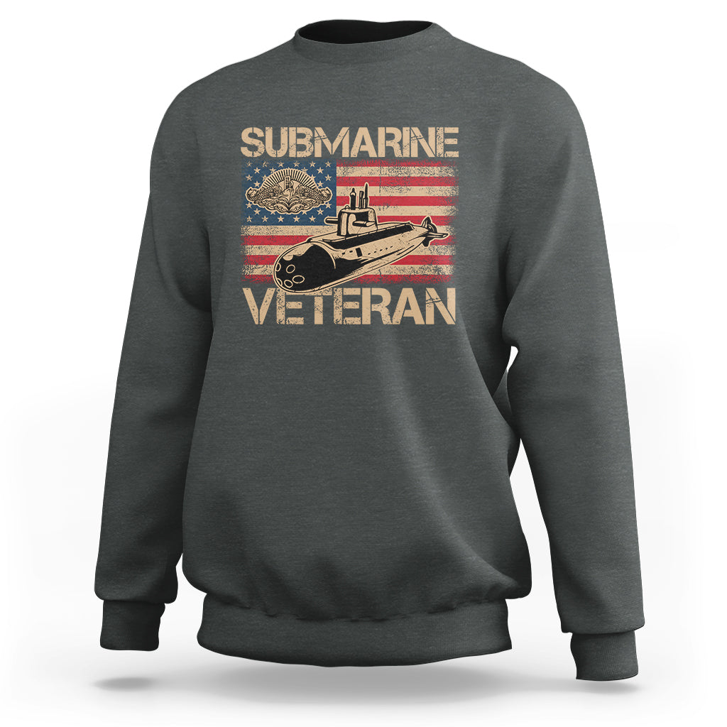 Navy Veteran Sweatshirt American Flag Submarine - Wonder Print Shop
