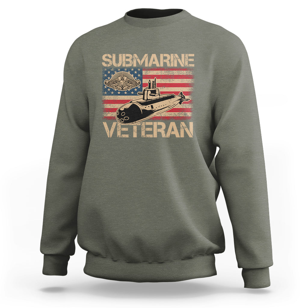 Navy Veteran Sweatshirt American Flag Submarine - Wonder Print Shop
