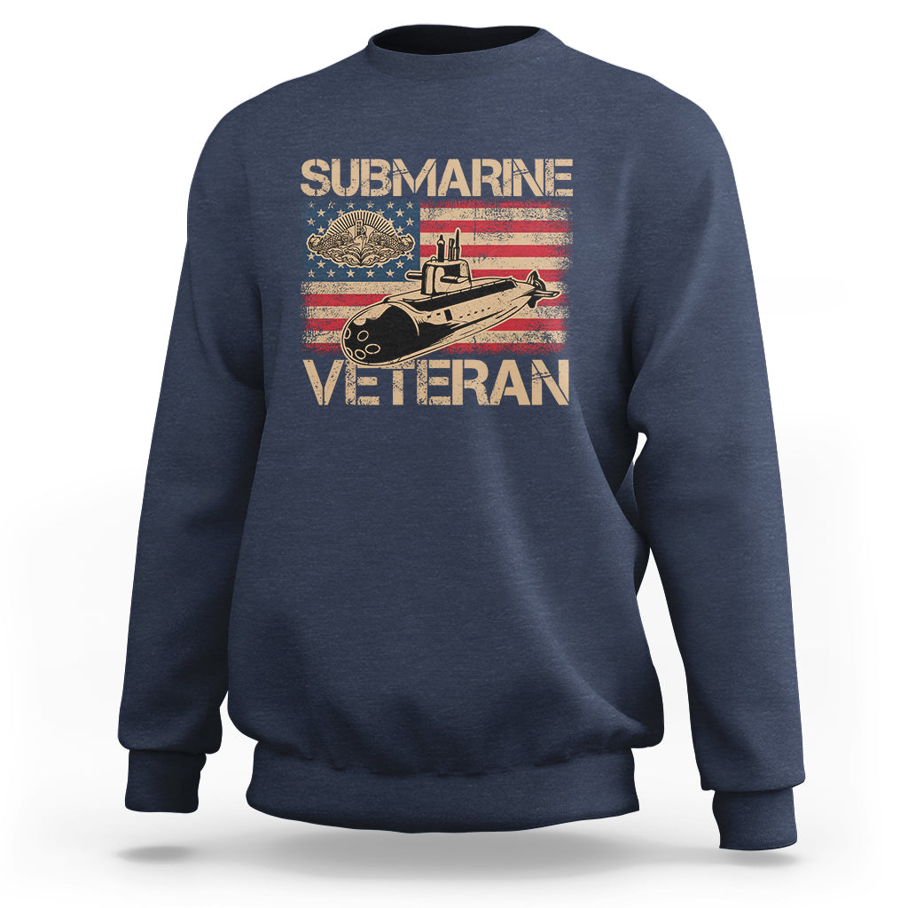 Navy Veteran Sweatshirt American Flag Submarine - Wonder Print Shop