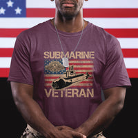 Navy Veteran T Shirt American Flag Submarine - Wonder Print Shop