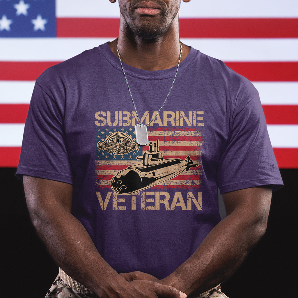 Navy Veteran T Shirt American Flag Submarine - Wonder Print Shop