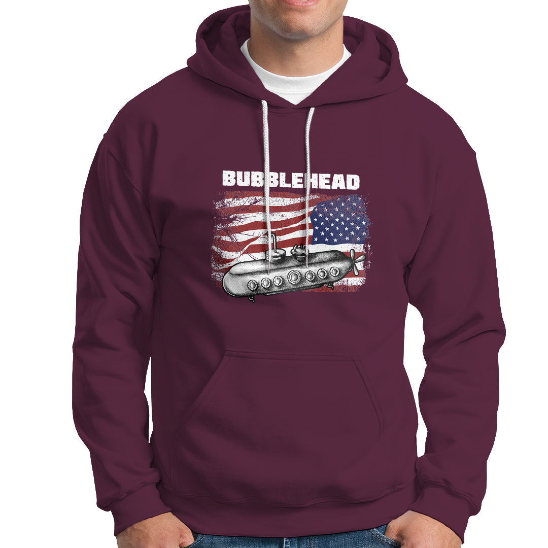 Navy Veteran Hoodie Bubblehead Submarine American Flag - Wonder Print Shop