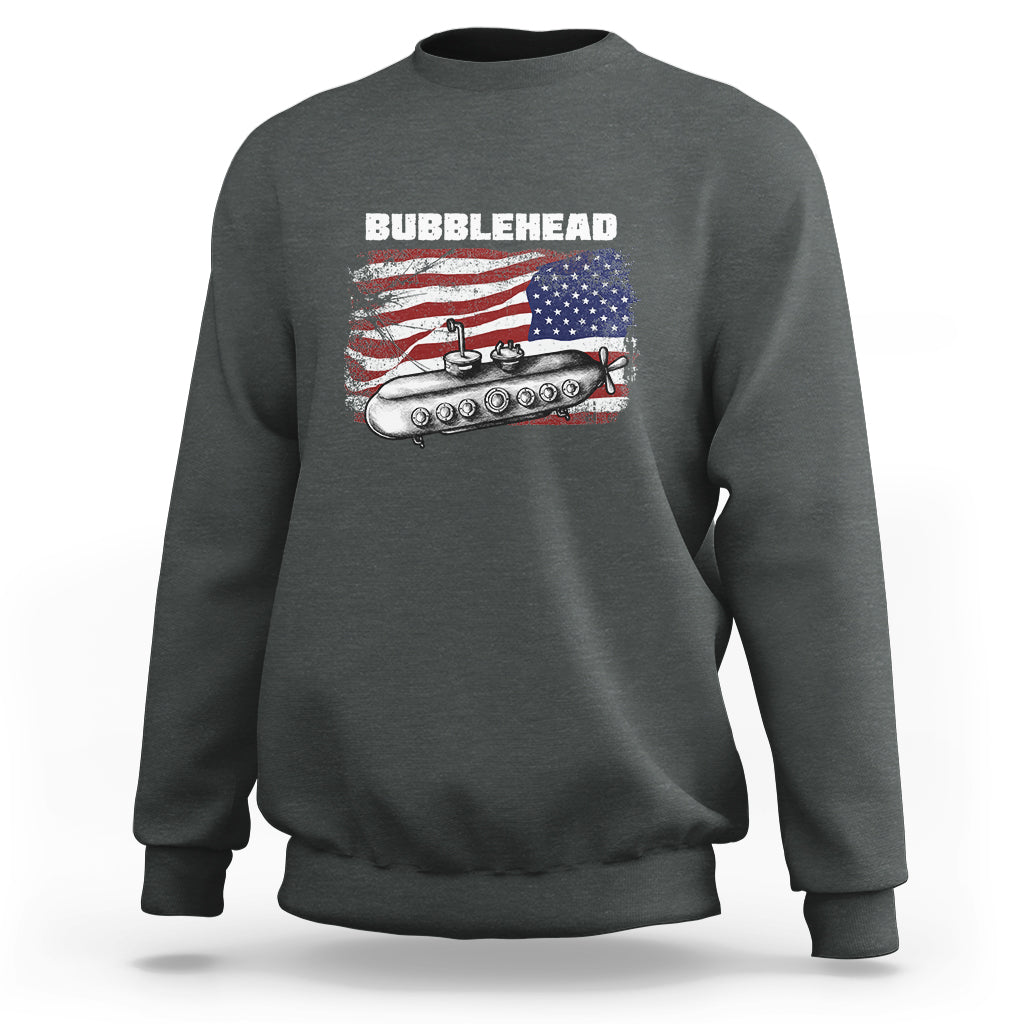 Navy Veteran Sweatshirt Bubblehead Submarine American Flag - Wonder Print Shop