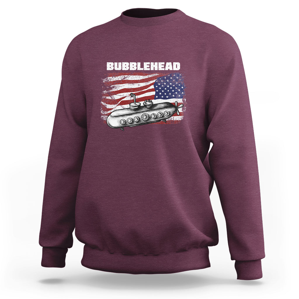 Navy Veteran Sweatshirt Bubblehead Submarine American Flag - Wonder Print Shop