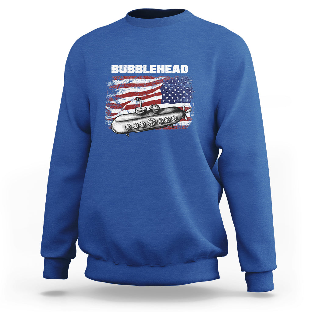Navy Veteran Sweatshirt Bubblehead Submarine American Flag - Wonder Print Shop