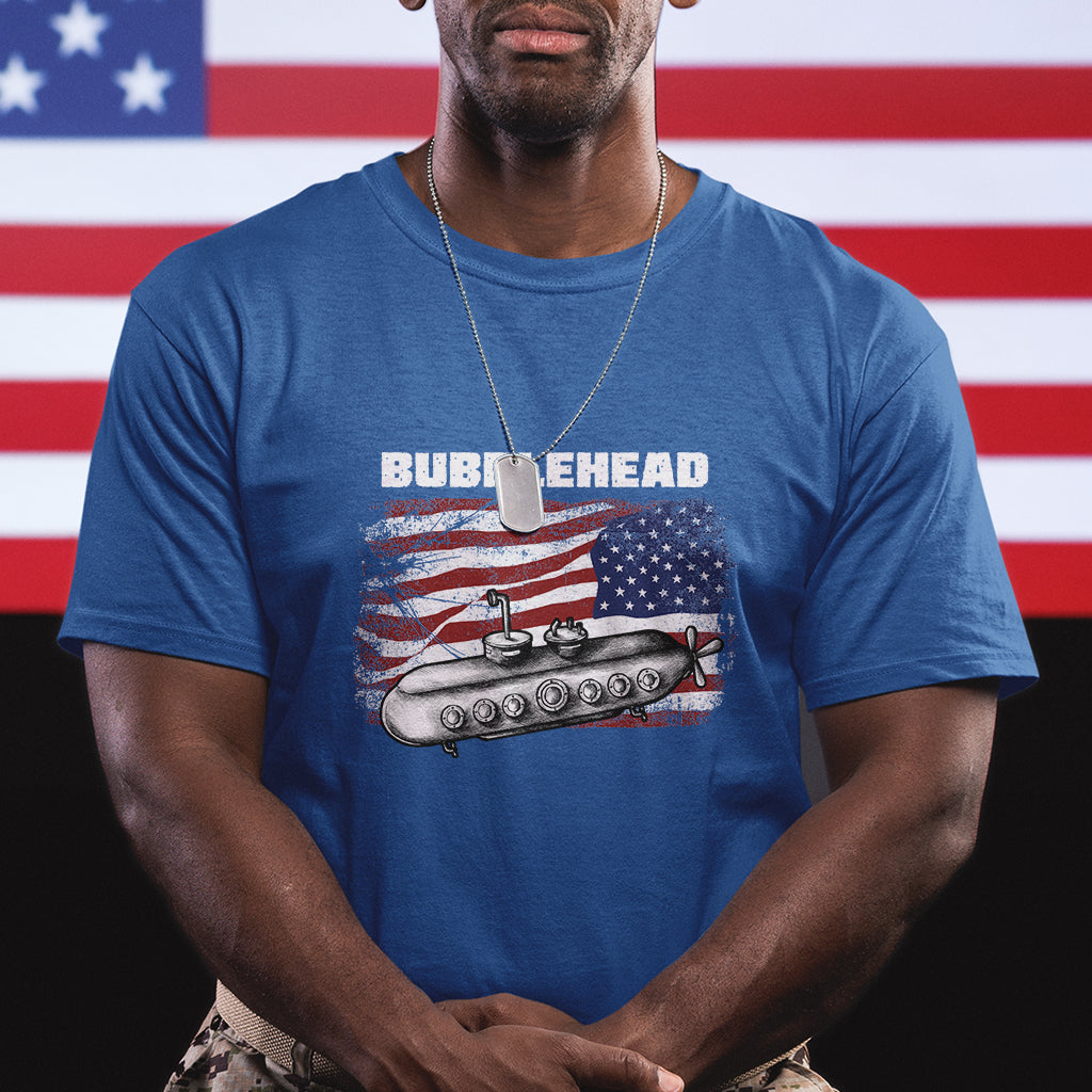 Navy Veteran T Shirt Bubblehead Submarine American Flag - Wonder Print Shop