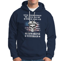 Navy Veteran Hoodie Submariner Skull American Flag - Wonder Print Shop
