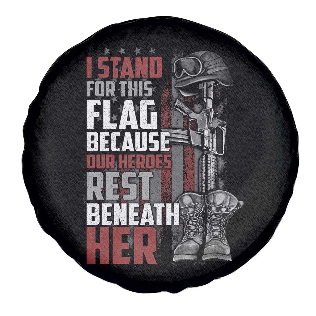 American Patriotic Spare Tire Cover I Stand For This Flag Because Our Heroes Rest Beneath Her