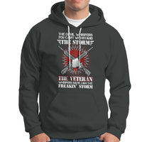 American Veteran Hoodie The Devil Whispers You Can't Withstand The Veteran Whisperes Back I Am The Storm - Wonder Print Shop