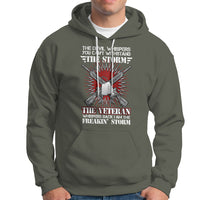 American Veteran Hoodie The Devil Whispers You Can't Withstand The Veteran Whisperes Back I Am The Storm - Wonder Print Shop