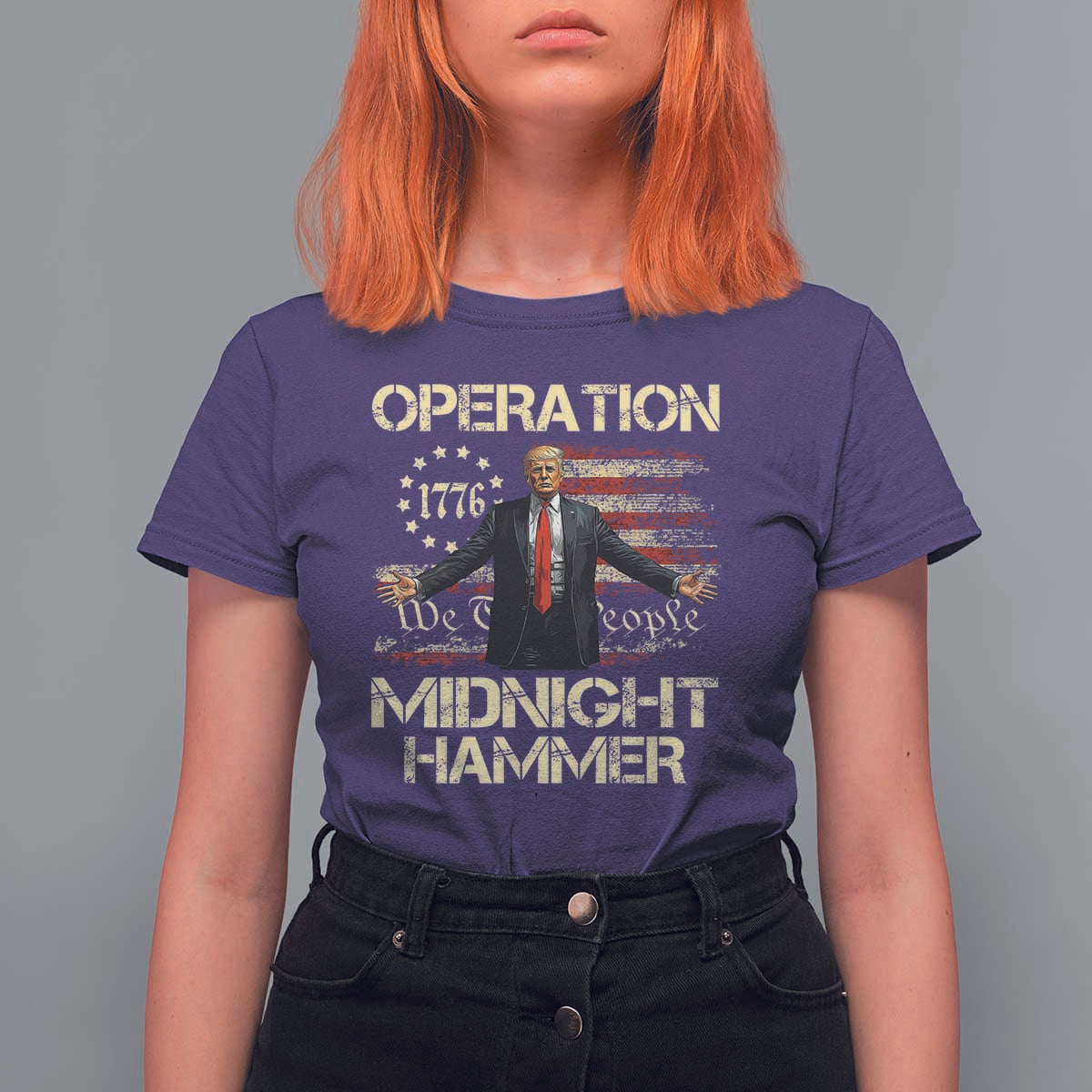 Operation Midnight Hammer T Shirt For Women We The People 1776 American Flag - Wonder Print Shop