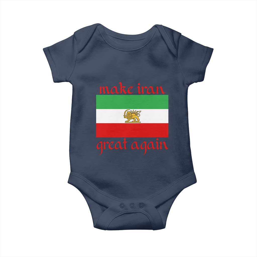 Make Iran Great Again Baby Onesie Vintage Lion and Sun Flag Patriotic Iranian Pride