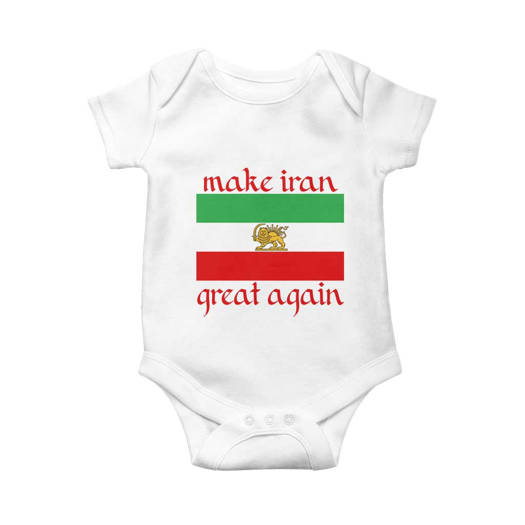 Make Iran Great Again Baby Onesie Vintage Lion and Sun Flag Patriotic Iranian Pride