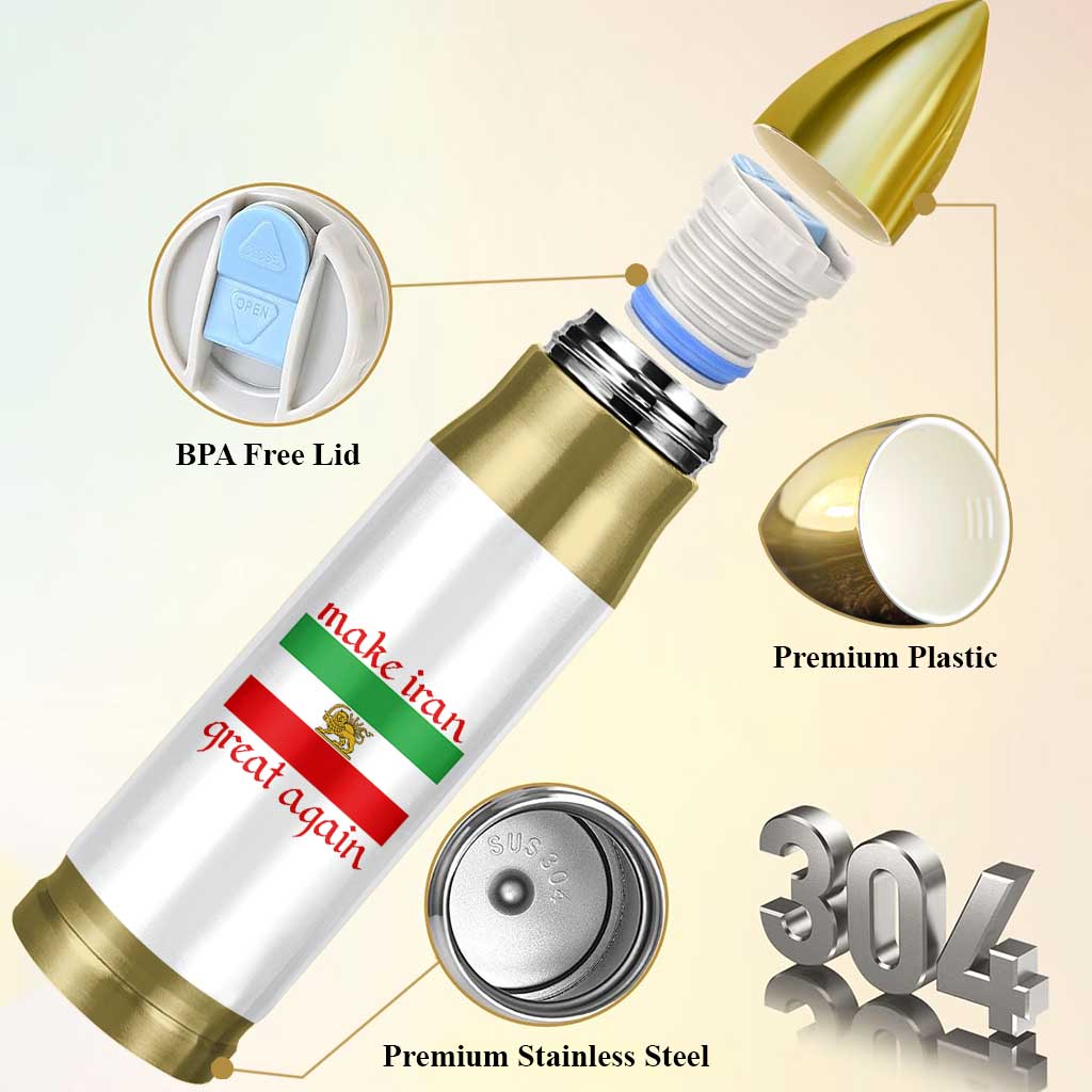 Make Iran Great Again Bullet Tumbler Vintage Lion and Sun Flag Patriotic Iranian Pride