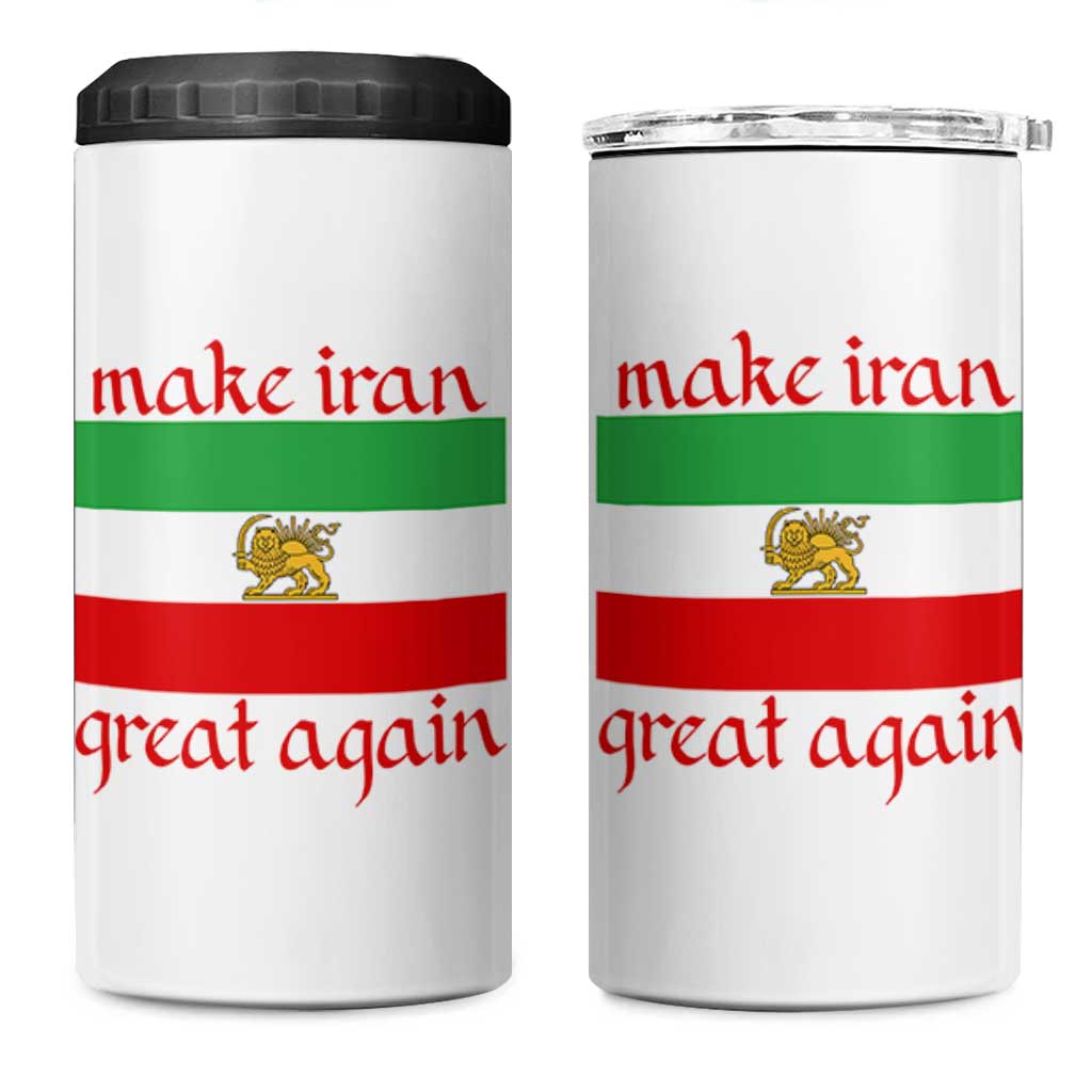 Make Iran Great Again 4 in 1 Can Cooler Tumbler Vintage Lion and Sun Flag Patriotic Iranian Pride