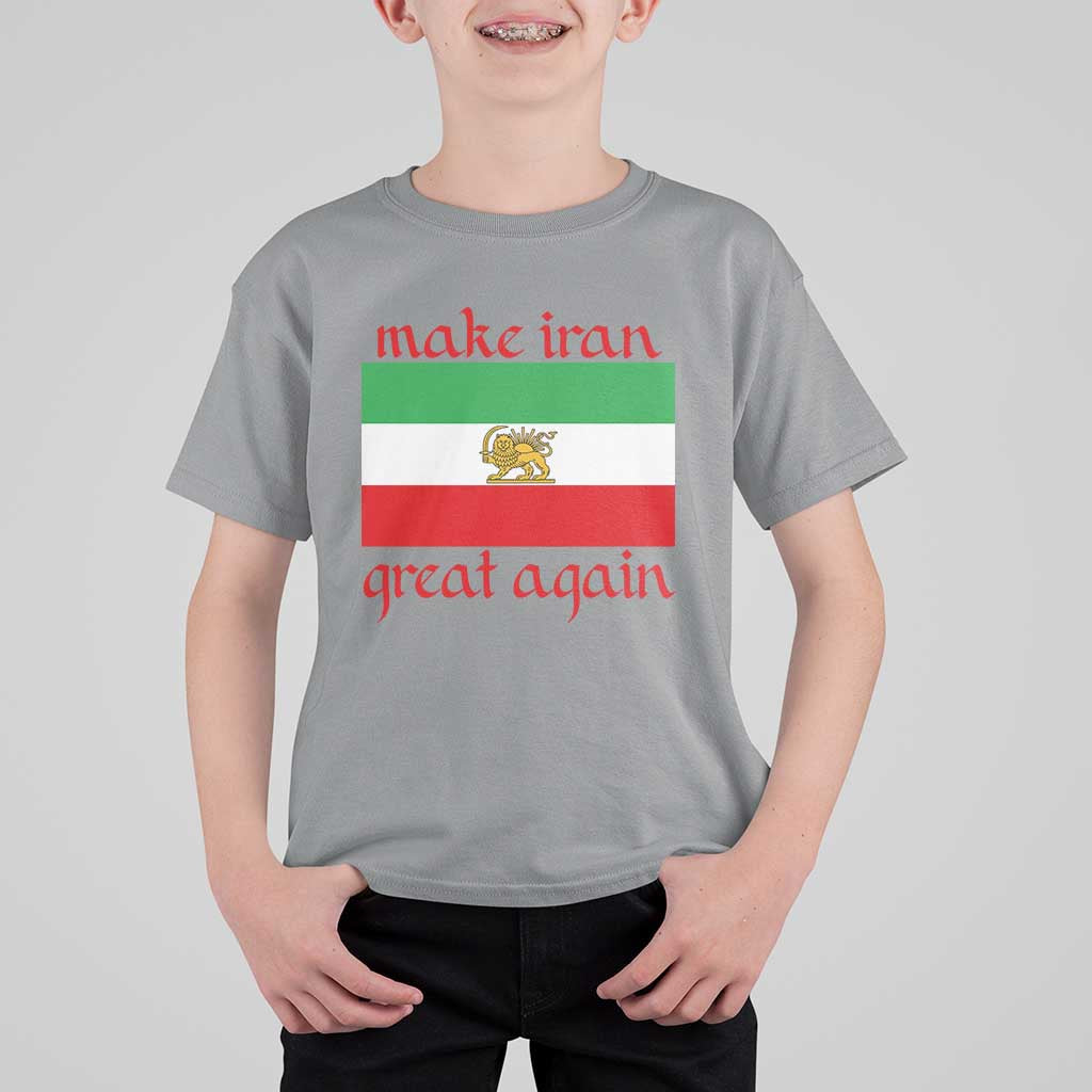 Make Iran Great Again T Shirt For Kid Vintage Lion and Sun Flag Patriotic Iranian Pride