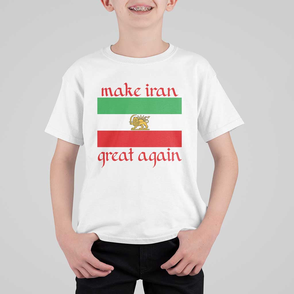 Make Iran Great Again T Shirt For Kid Vintage Lion and Sun Flag Patriotic Iranian Pride