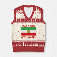 Make Iran Great Again V-Neck Knit Sweater Vest Vintage Lion and Sun Flag Patriotic Iranian Pride