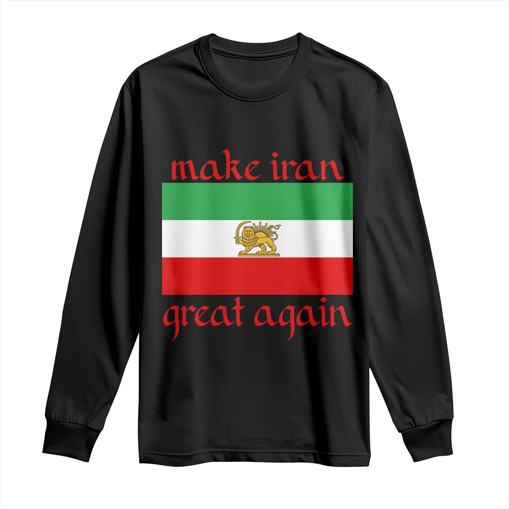 Make Iran Great Again Long Sleeve Shirt Vintage Lion and Sun Flag Patriotic Iranian Pride