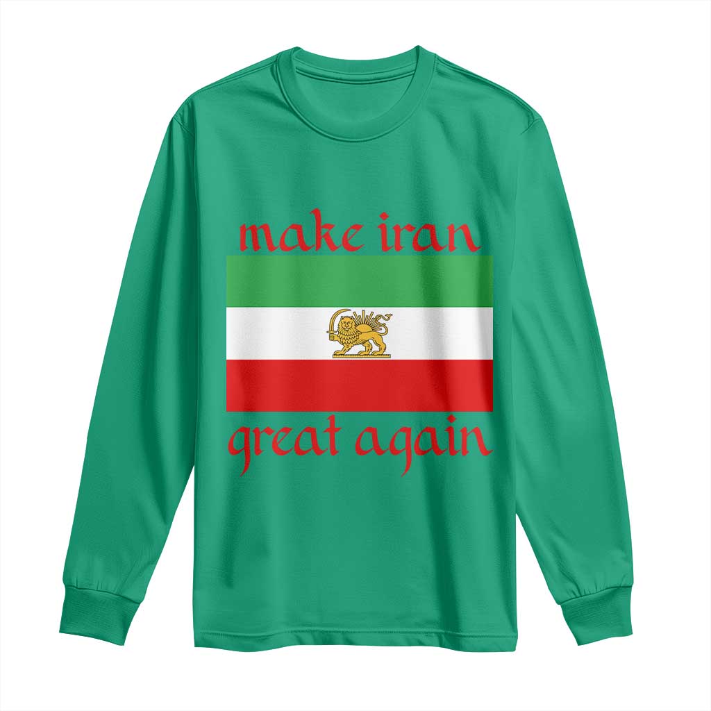 Make Iran Great Again Long Sleeve Shirt Vintage Lion and Sun Flag Patriotic Iranian Pride