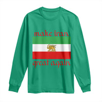 Make Iran Great Again Long Sleeve Shirt Vintage Lion and Sun Flag Patriotic Iranian Pride