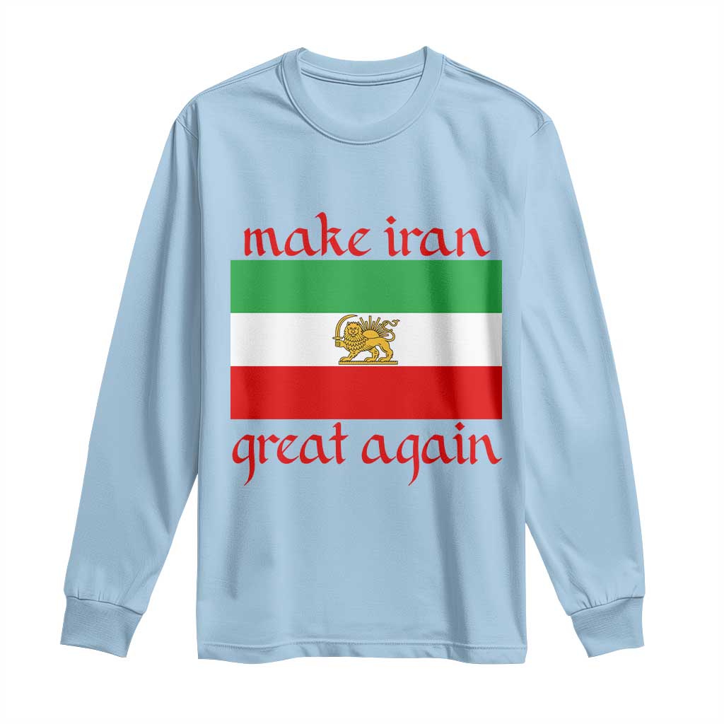 Make Iran Great Again Long Sleeve Shirt Vintage Lion and Sun Flag Patriotic Iranian Pride