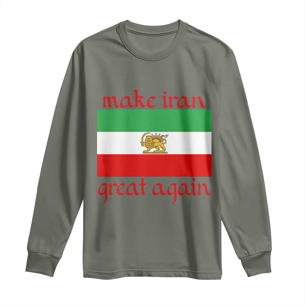Make Iran Great Again Long Sleeve Shirt Vintage Lion and Sun Flag Patriotic Iranian Pride