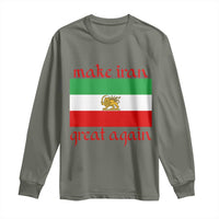 Make Iran Great Again Long Sleeve Shirt Vintage Lion and Sun Flag Patriotic Iranian Pride