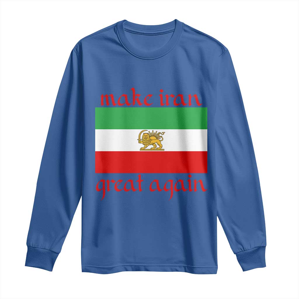 Make Iran Great Again Long Sleeve Shirt Vintage Lion and Sun Flag Patriotic Iranian Pride