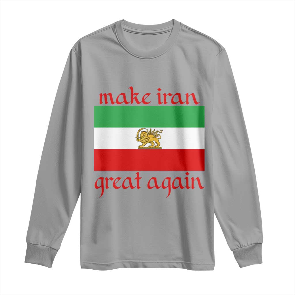 Make Iran Great Again Long Sleeve Shirt Vintage Lion and Sun Flag Patriotic Iranian Pride