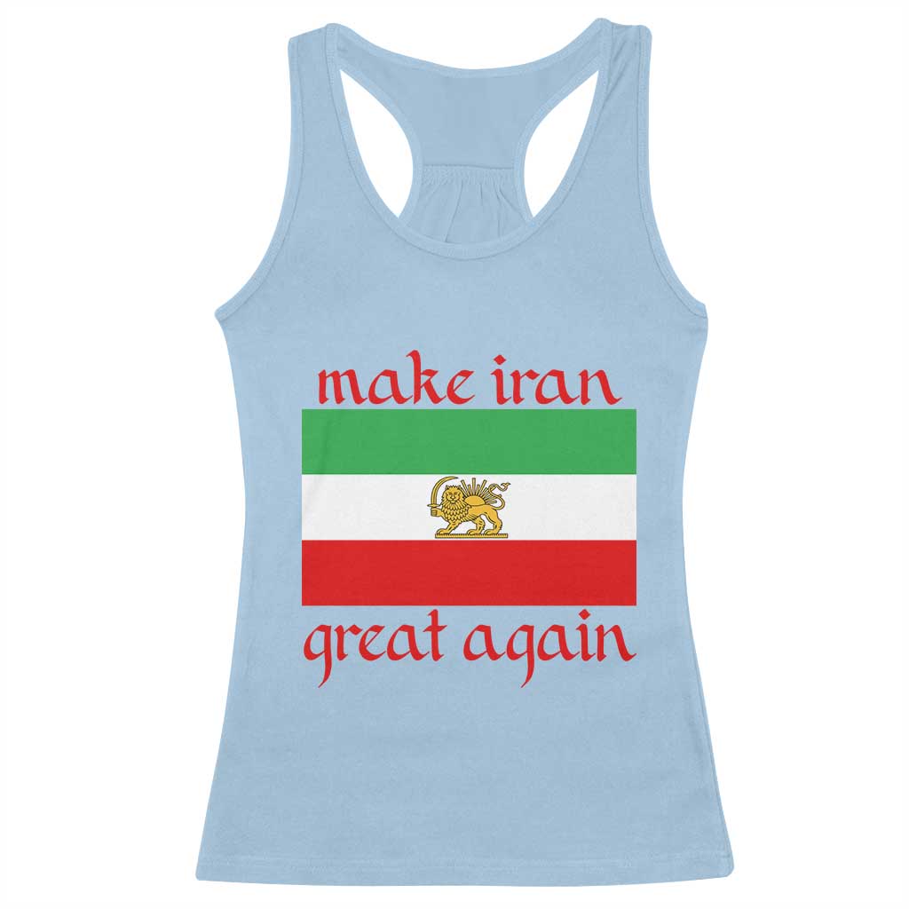 Make Iran Great Again Racerback Tank Top Vintage Lion and Sun Flag Patriotic Iranian Pride