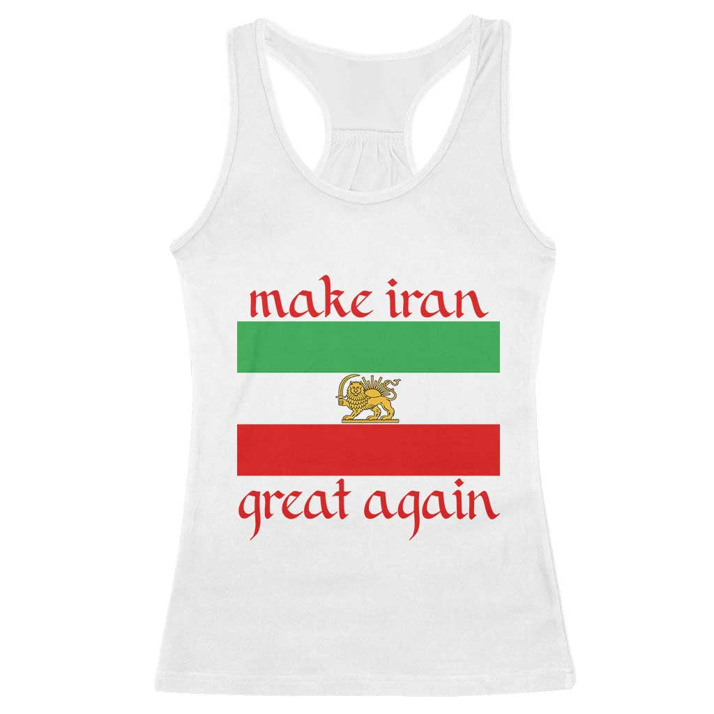 Make Iran Great Again Racerback Tank Top Vintage Lion and Sun Flag Patriotic Iranian Pride